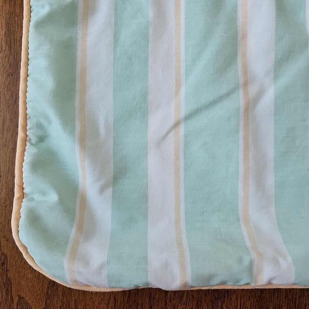 Vintage Laura Ashley Palmetto Stripe Boudoir Bed Pillow Cover 14"x14" Mint Green - Picture 3 of 9